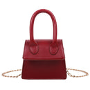 Women Leather Mini Shoulder Bags Pure Flap Chain Messenger Pouch (Red) A