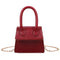 Women Leather Mini Shoulder Bags Pure Flap Chain Messenger Pouch (Red) A