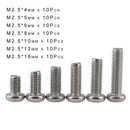 70Pcs M2.5*L4-16mm Phillips Pan Dome Head Machine Screw Kit A4 316 Stainless