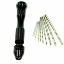 Micro Mini Aluminum Hand Drill With Keyless Chuck + Twist Tools 10 Drills W Q3Q5