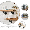2Pcs Industrial Black Iron Pipe Bracket Wall Mounted Floating Shelf Hanging