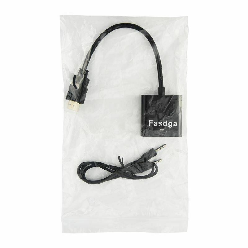 Fasdga HDMI to VGA converter adapter + 3.5 mm audio jack full HD 1080P blackV6U4