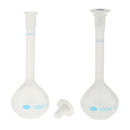 2Pcs Lab 100ml Plastic Clear Long Neck Volumetric Measuring Flask w/ Stopper