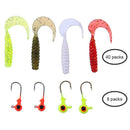 40pcs 5cm/1.97" Soft Worm Fishing Lure Baits Fishing Tackle+8pcs Lead Hooks