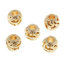 5pcs Golden Brass Ball Round Beads Carved Loose Spacer Beading Craft 7x6mm