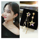 Rhinestone Star Tassel Dangle Ear Stud Women Irregular Drop Earrings Jewelry