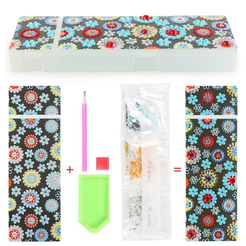 DIY Mandala Special Shaped Diamond Painting 2 Grids Pencil Case Storage Box
