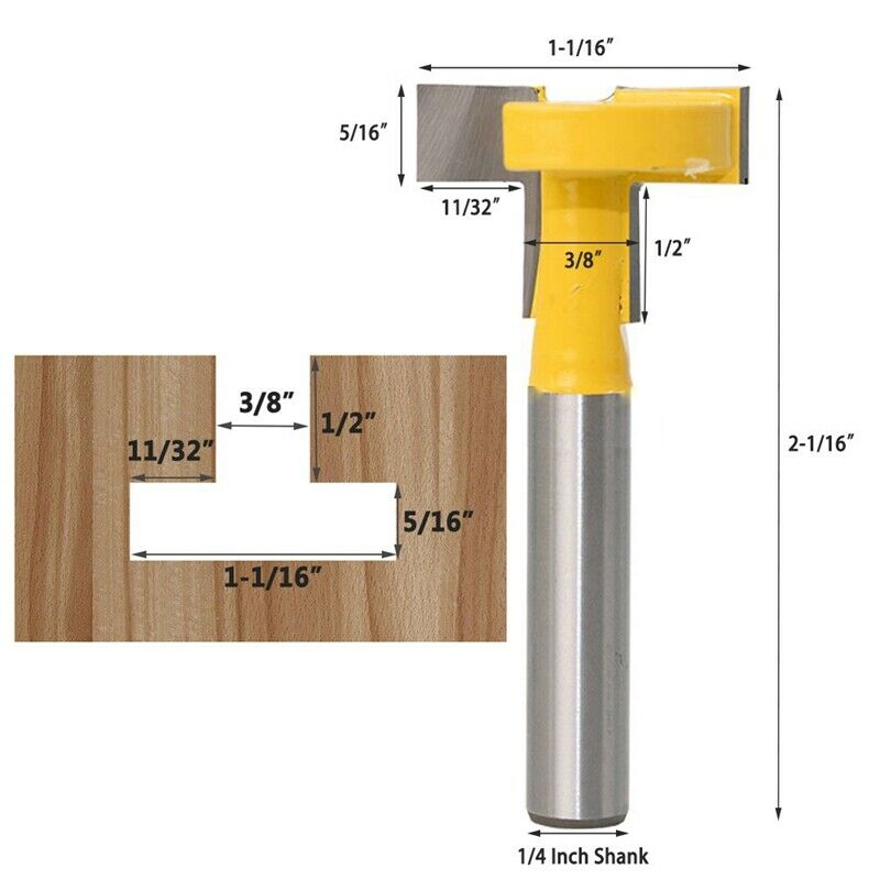 1/4 Inch Shank T-Slot Router Bit T-Track Slotting Milling Cutter