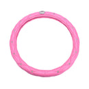 Universal Steering Wheel Cover Leather Shinny Crystal Crown Pink Girl Gift â„–[