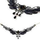 Women's Black Rose Teardrop Bead Pendant Lace Choker Lolita Collar Necklace3C