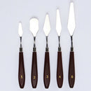 5Pcs Red Brown Handle Stainless Steel Oil Painting Palette Knives Scraper Tools