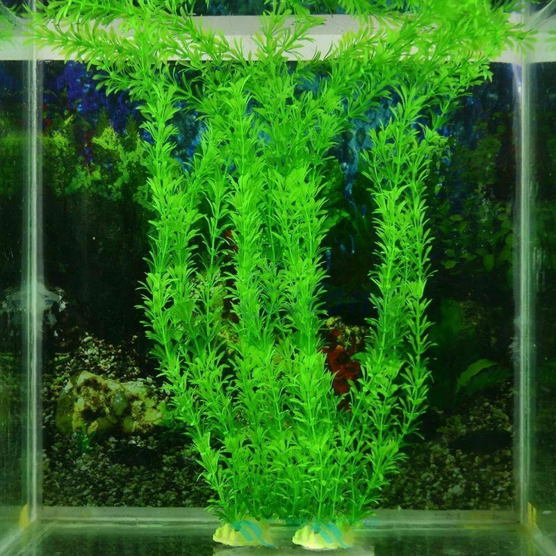4pcs/Stem Artificial Plastic Water Grass Green Plant Fish Tank Aquarium Dec U6O9
