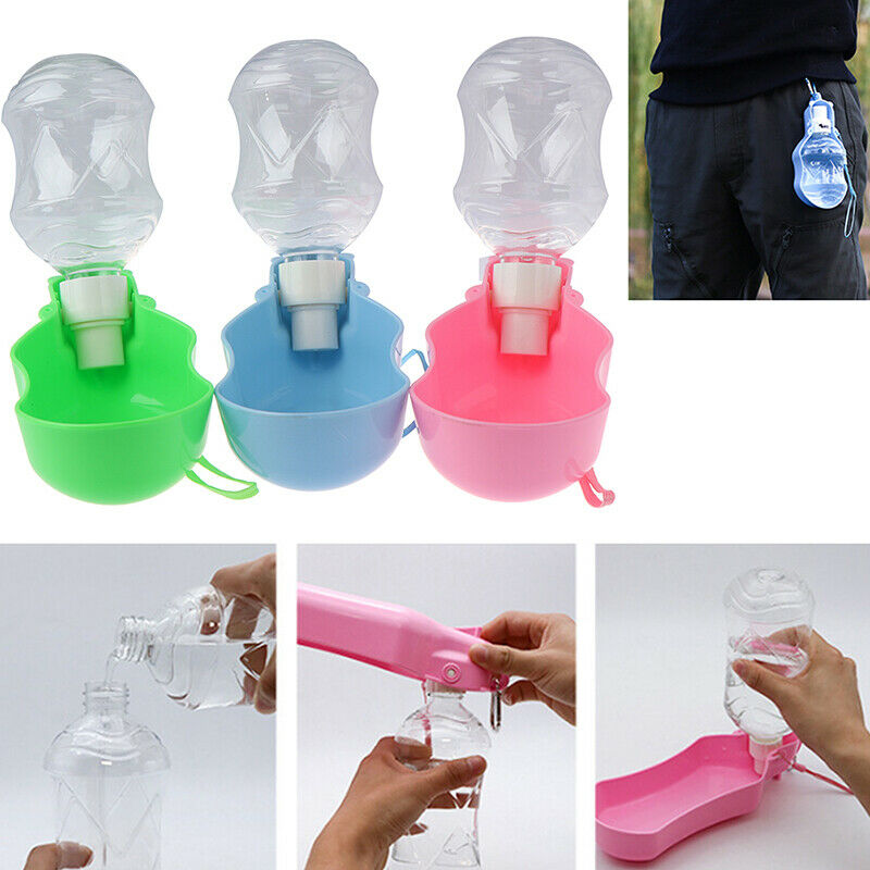 Pet Dog Water Bottle Travel Puppy Drinking Bowl Cup Outdoor Feeder Dispenser FT