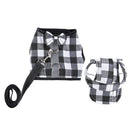 Pet Dog Vest Harness with Hat Pet Costume Party Clothes Black White-XS