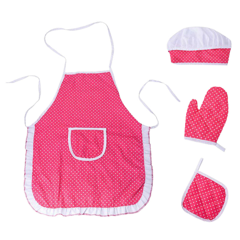 4x Kitchen Pretend Play Toys & Apron Gloves Hat Hot Pad for Children Girl Gift