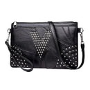 Women Sheepskin Soft Crossbody Bags Casual Rivet Shoulder Messenger Handbag