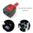 150W Power Inverter DC 12V to AC 220V Car Outlet Voltage Adapter (USB 2.1A) A