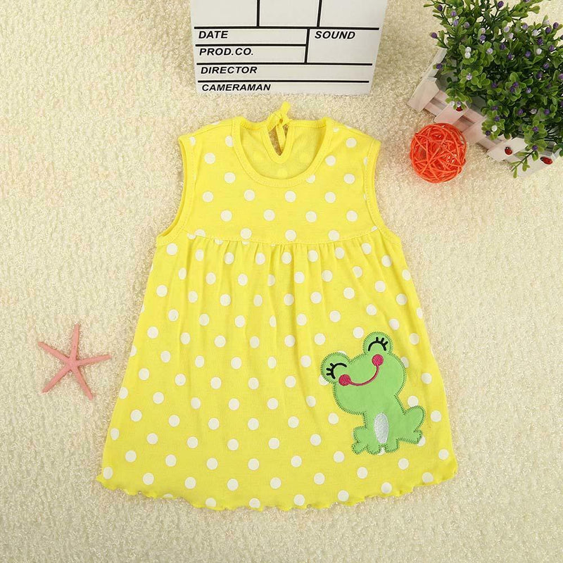 Kids Girl Print Embroidered Dress Summer O Neck Sleeveless Mini Dress (H A