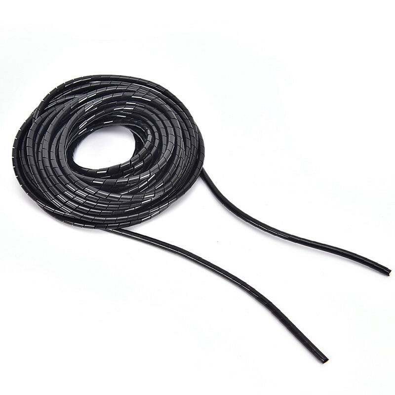 6mm Outside Dia 17M PE Polyethylene Spiral Cable Wire Wrap Tube Black Tw