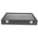Jewelry Display Showcase with Transparent Glass Cover Black