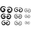 9 Pairs of Acrylic Spiral Taper Tunnel Ear Stretcher Expander Plugs---Black Q3A8