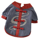 Pet Spring Summer Vest Small Pet Male Dog Traditional Han Style Vest Gray M