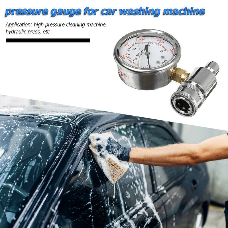 Stainless Steel Pressure Washer Pressure Gauge 6000PSI/40MPa 3/8in Fitting A