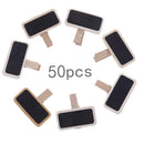 50pcs Mini Wooden Blackboard Clamps Note Folder Photo Clip Mark DIY Decor