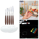 5x Painting Knives with 2x Clear Round Palette Board Household DIY Oil Painting