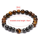 Natural Stone Tiger Eye Beads Hematite Stretch Bracelet Men Charm Bangle Jewe Gw