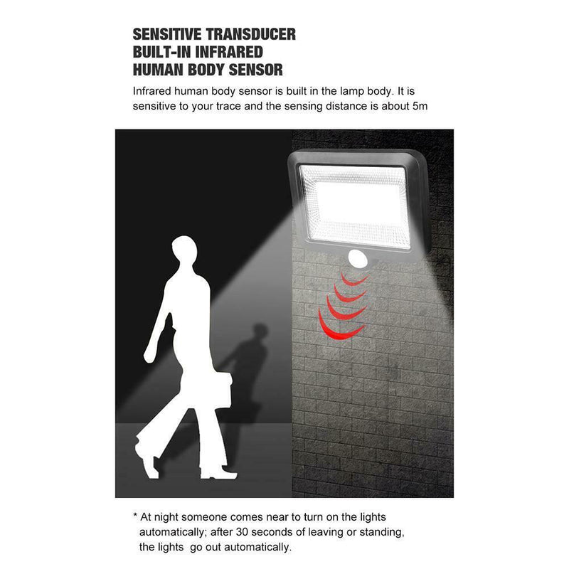 Solar Powered Motion Sensor 100LED Security Wall Light Outdoor Gate Garden Lamp