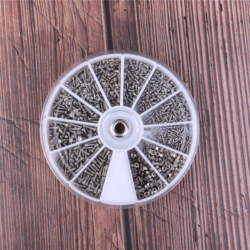 1000PCS Small 12 Kinds of Screw Nuts Electronics Assortment Kit SE