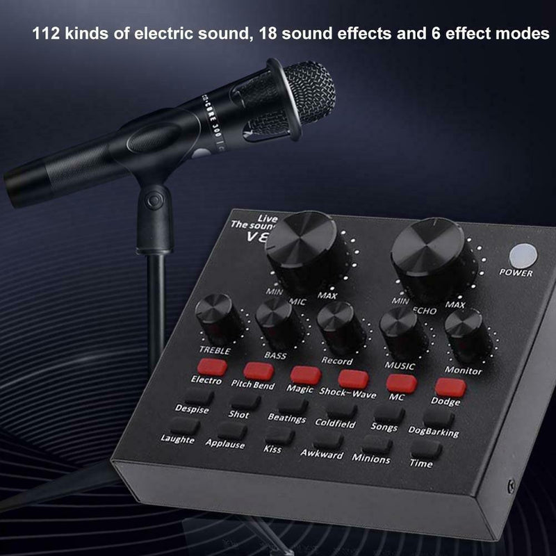 V8 Audio External USB Headset Microphone Mic Webcast Live Sound Card Fr Phone PC