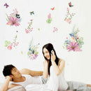 Flowers Background Wall Stickers Removable Creative Self-Adhesive Watercolo