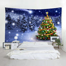 Christmas Tree Snowy Sky Wall Art Hanging Tapestry Dorm Bedspread Decor D