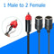 1 Male to 2 Female Car Dual USB Power Charger Adapter Socket Splitter Connector