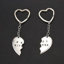 1Pair Best Bitches Engraved Heart Keychain Keyring For Friends Friendship G