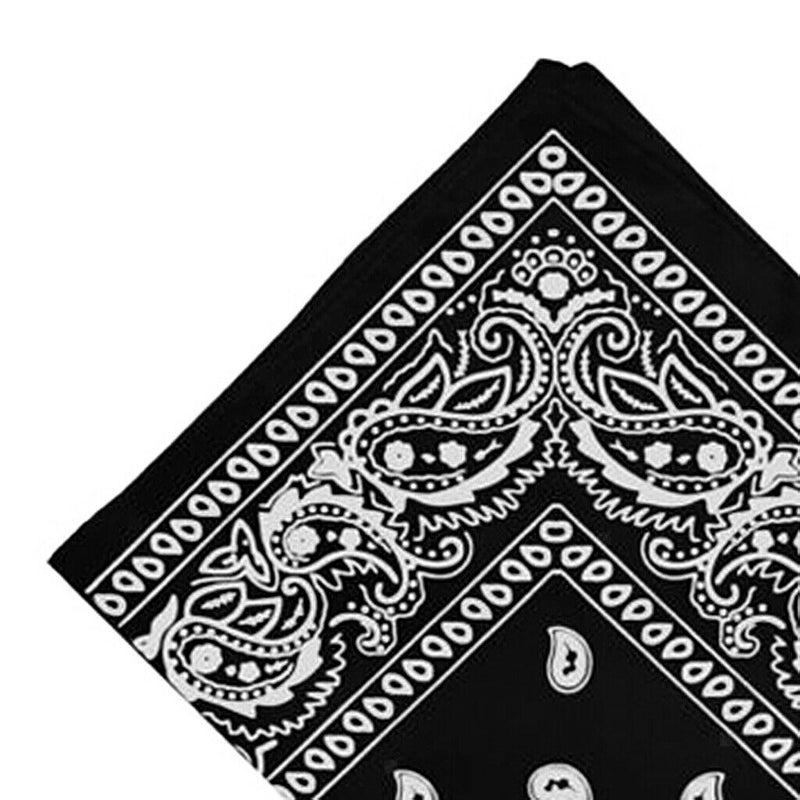 Women Men Cotton Paisley Bandana Head Wrap Headband Handkerchief Black