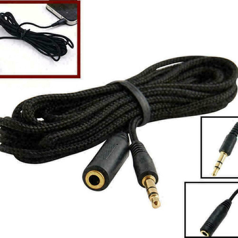 1/8" 10ft 3.5mm Stereo Audio Aux Headphone Extension Cord-Male Cable Female N2K9