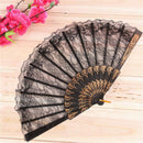 Black Spanish Style Dance Party Wedding Lace Silk Folding Hand Held Flower Fan3C