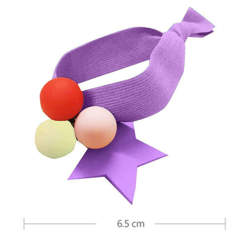 Star Pompom Hair Rope Women Ponytail Holder Elastic Rubber Bands (Purple) A