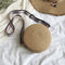 Handmade Straw Weave Round Women Small Beach Shoulder Bags (Dark Khaki)