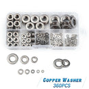 360Pcs Stainless Steel Flat Plain Round Washer Screw Gasket Assortment , M2 -M10