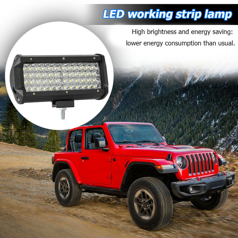 7 inch 144W Offroad LED Light Bar Work Spot Driving Fog Lamp for Truck SUV ATV