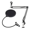 Desk Clamp Supesion Scissor Arm Microphone Stand Bracket with Mic Wind Screen