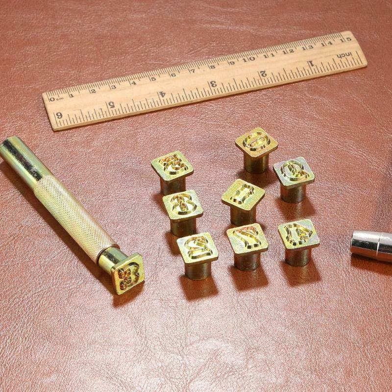 9Pcs Digital Leather Stamping Printing Punching Tool Metal Stamp Set Leathe Y6M5