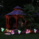Outdoor Solar Garden Stake Lights 3 Pack With 12 Lily Flowers,Solar Flower