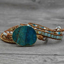 Latest Leather Wrap Beaded Bracelet Huge Ocean Stone Bracelet Chic Jewelry BH9O3