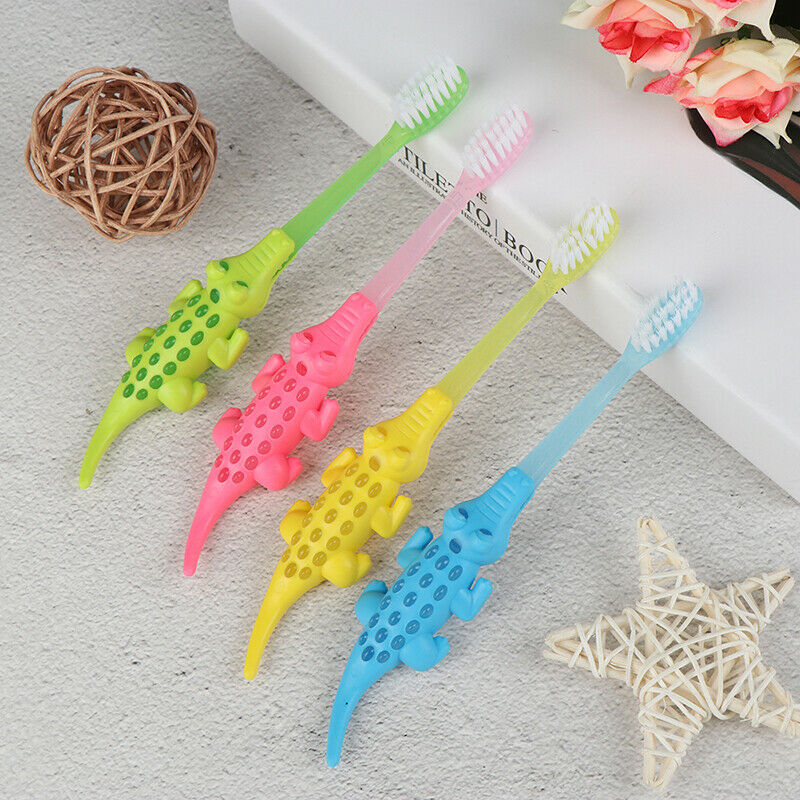 4pcs Kids Cartoon Crocodile Toothbrush Children Soft Bristle Tooth Mouth Cl Kw