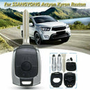 Car Remote Key Case Cover Fob W/ Uncut Blade For Ssangyong Actyon Kyron Rex G9V4
